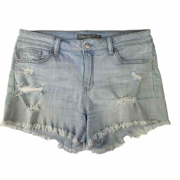 Just USA Pants - Just USA Distressed Cut Off Jean Light Wash Shorts Size 29 Mid Rise Denim Shorts